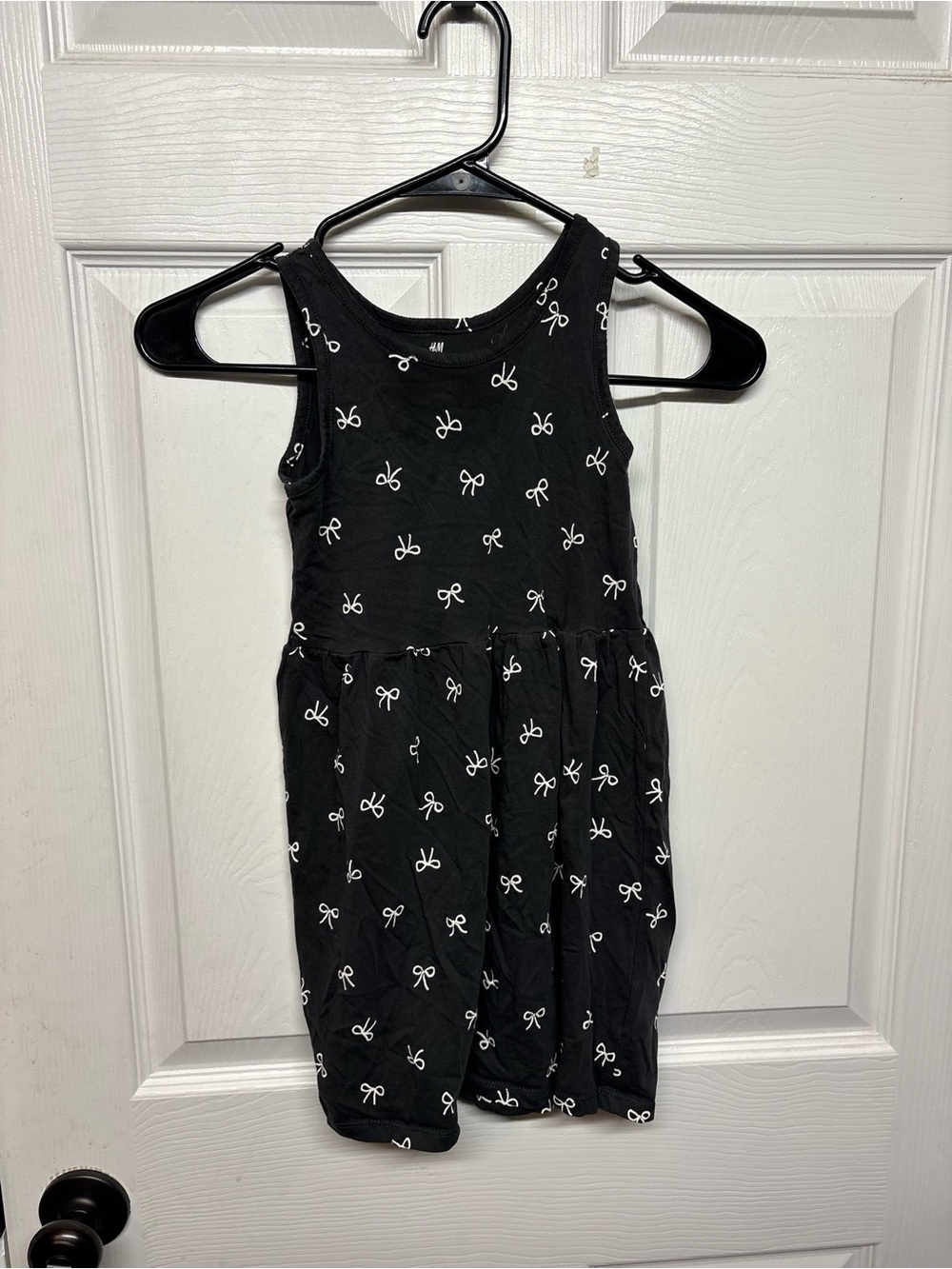 H&M Black Sleeveless Dress with White Bow Print